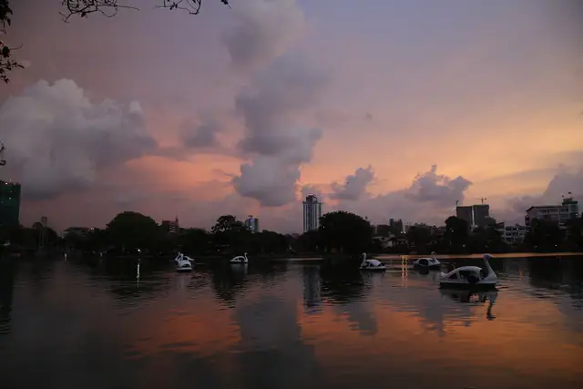 Colombo skyline over Beira Lake