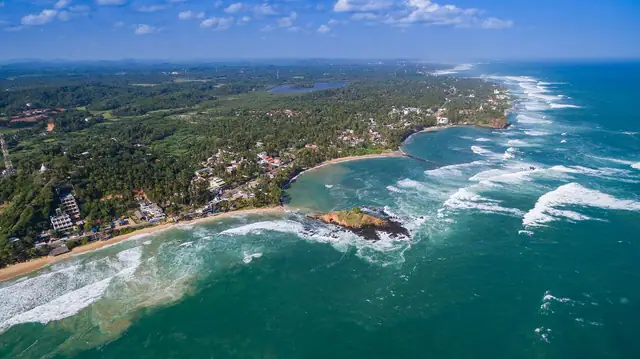 Aerial view of Mirissa beach