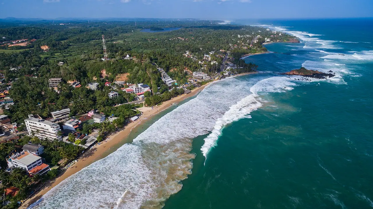 Aerial view of Mirissa beach