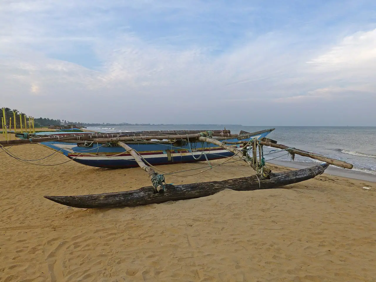 Outrigger canoe on Negombo beach