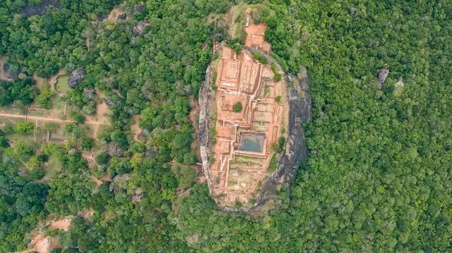 Aerial view of Sigiriya rock