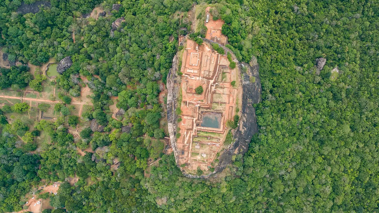 Aerial view of Sigiriya rock