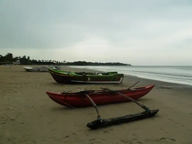 Fishing boats on the beach in Trincomalee