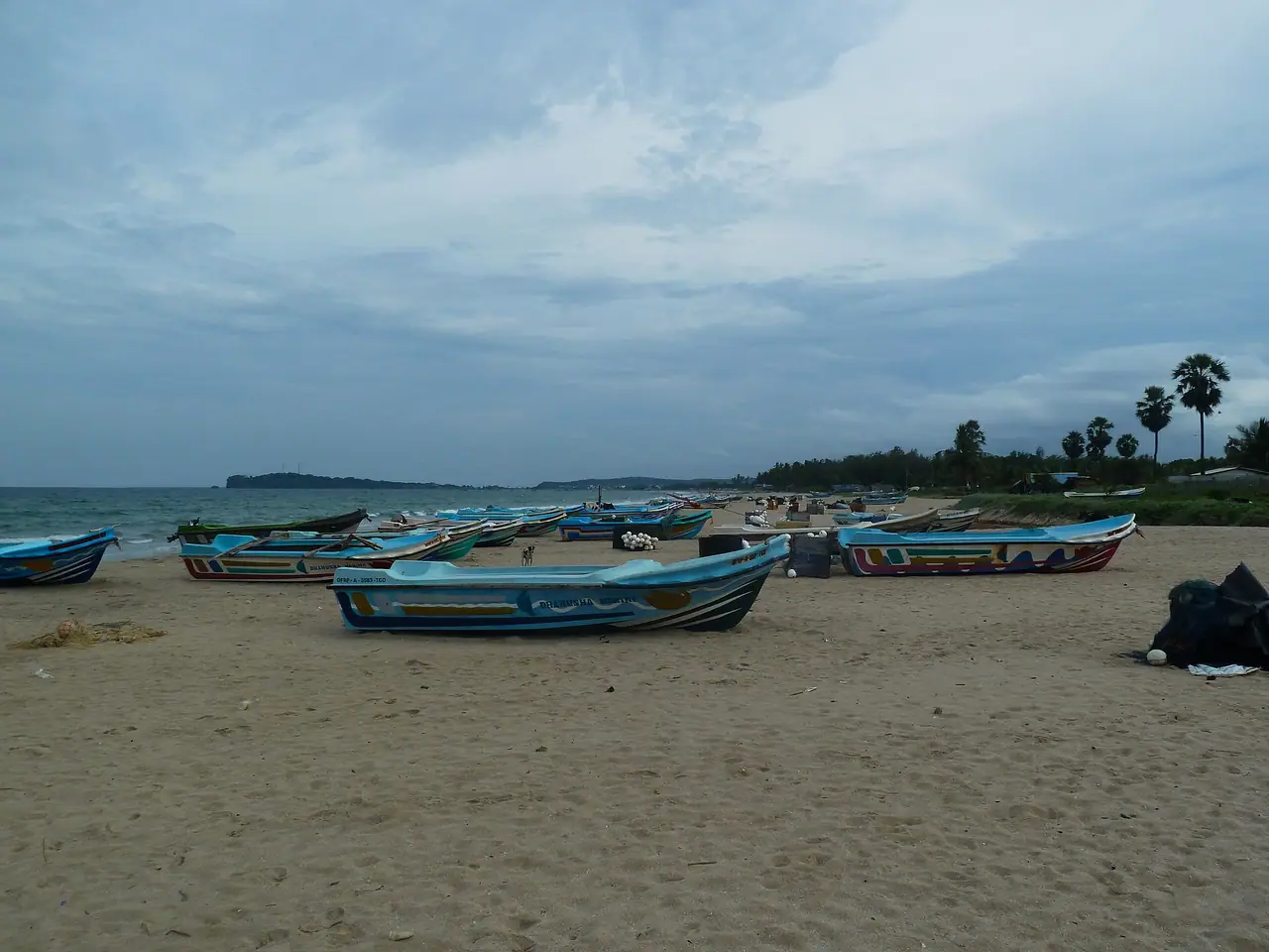 Fishing boats on the beach in Trincomalee
