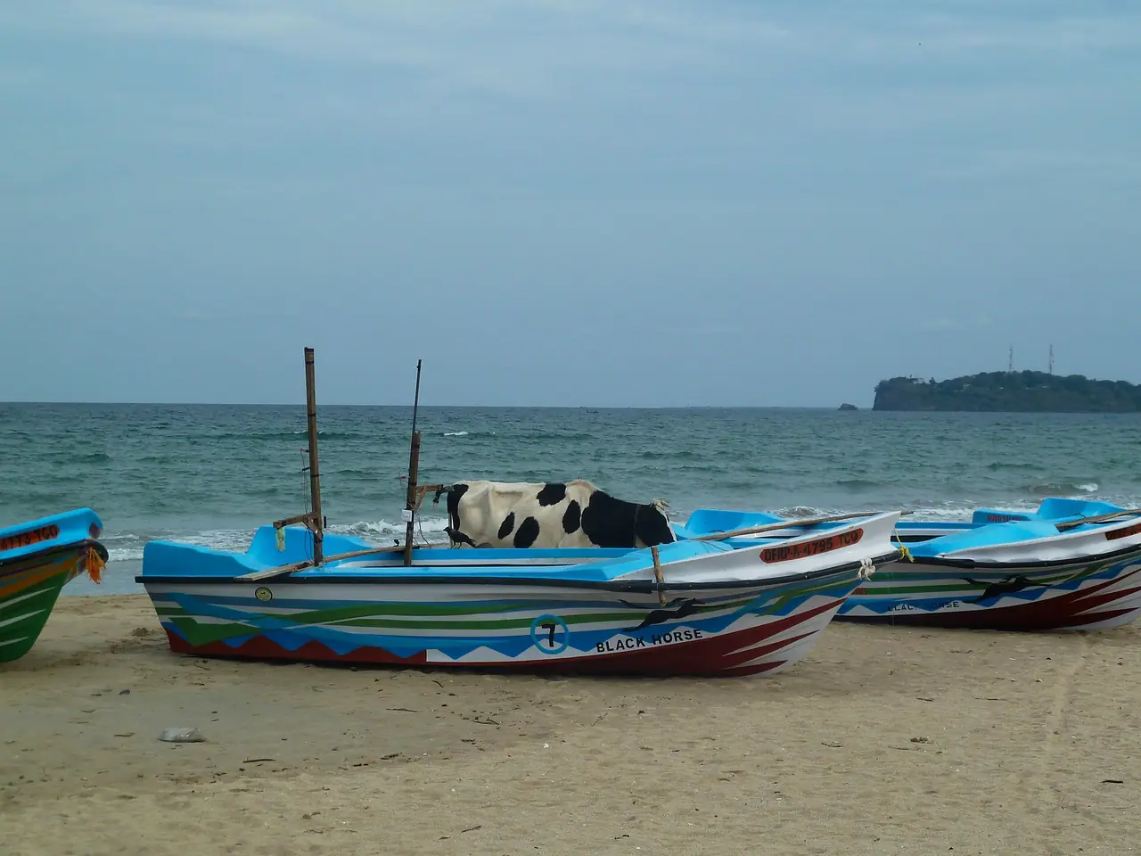 Fishing boat on the beach in Trincomalee
