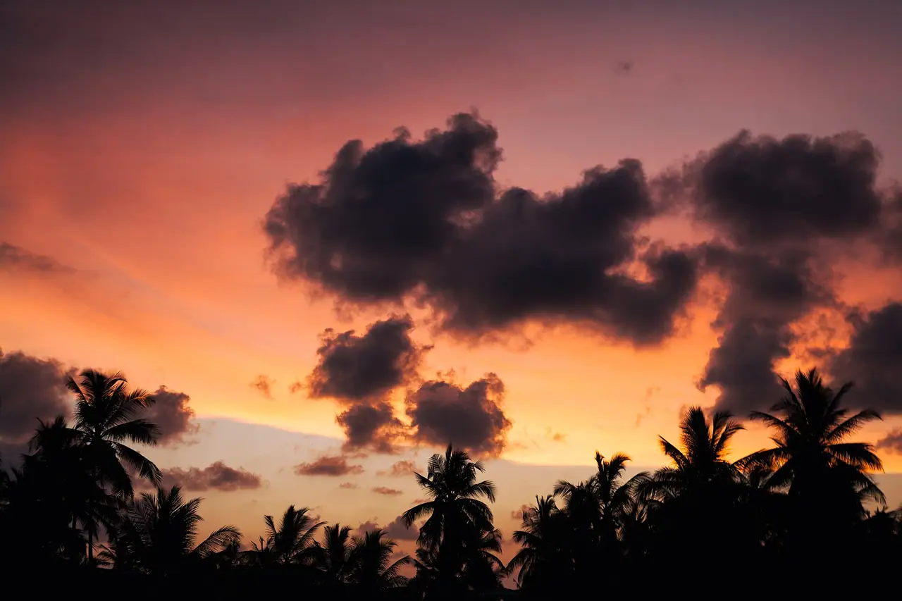 Colourful sky at sunset in Unawatuna